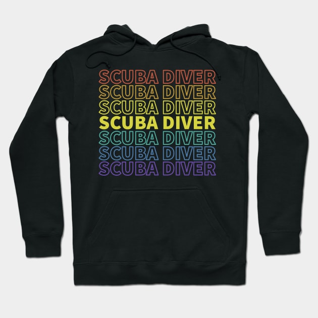 Scuba Diver Retro Style Colors Gift Hoodie by JeZeDe